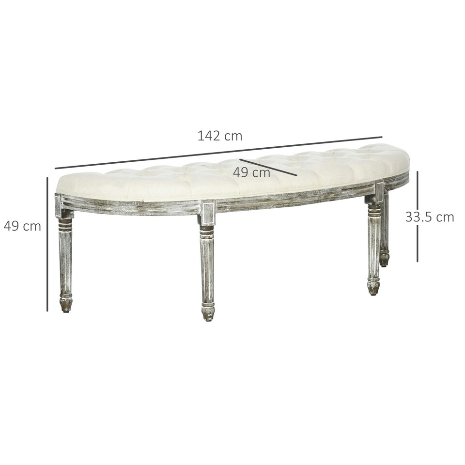 image 1 of HOMCOM Half-Circle End Bench Ottoman Footstool Button Tufting Padded