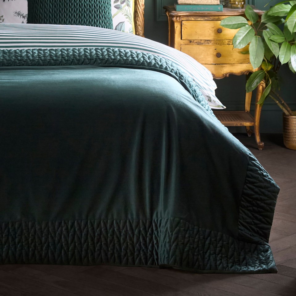 image 1 of Laurence Llewelyn-Bowen Siena Bedspread Bottle Green