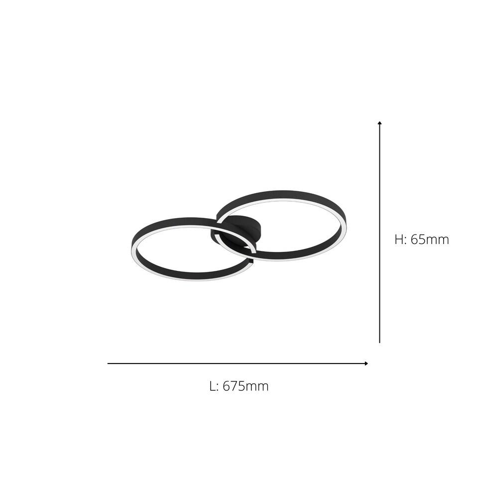 image 1 of EGLO Amandolo Black LED Aluminium & Steel Ceiling Light