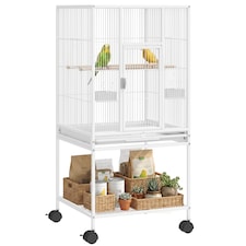 PawHut Bird Cage Detachable with Rolling Stand White