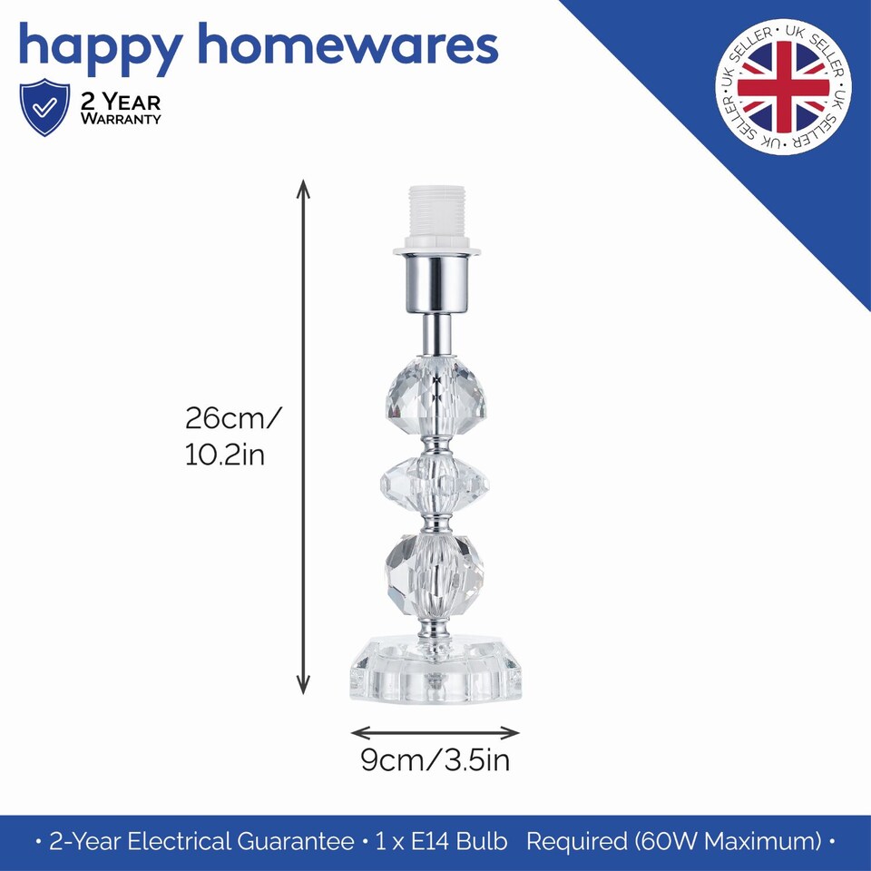 image 1 of Contemporary and Chic Clear K9 Crystal Glass Table Lamp Base with Faceted Moulds | Clear | Transparent | 1