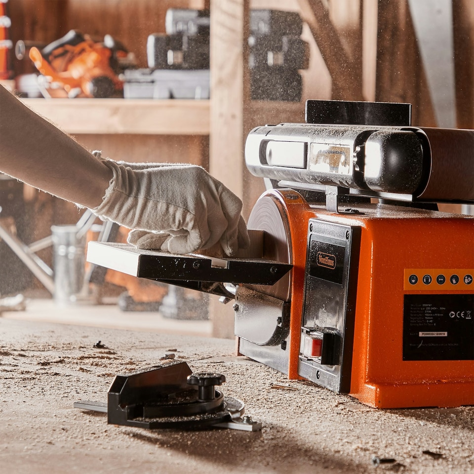 image 1 of VonHaus Benchtop Belt and Disc Sander with Cast Iron Base