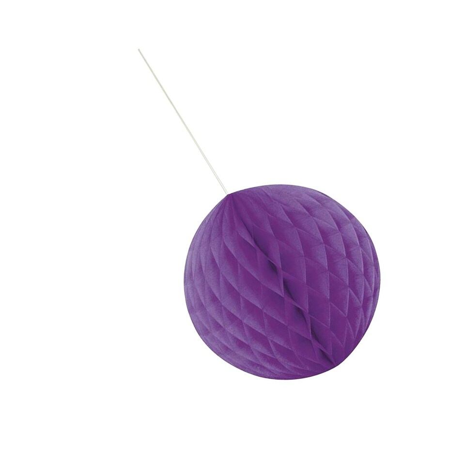 image 1 of Unique Party Tissue Paper Honeycomb Ball Hanging Decoration - Purple - One Size