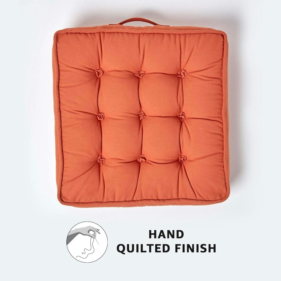 image 1 of Homescapes Terracotta Cotton Armchair Booster Cushion Orange