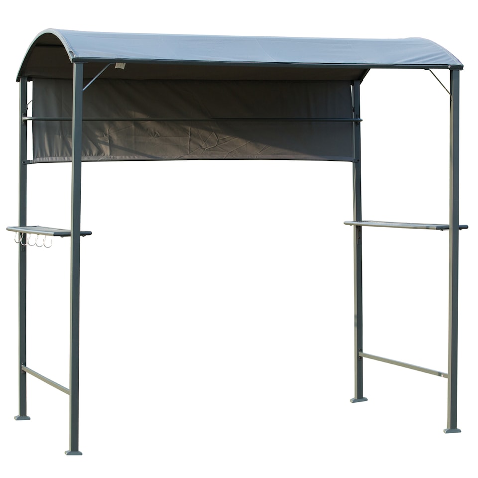 image 1 of Outsunny 2.2 x 1.4m BBQ Shelter, Outdoor Grill Gazebo Canopy with Shelves, Hanging Hooks, and Metal Frame, for Garden Patio Backyard