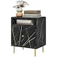 image 1 of HOMCOM Modern Bedside Table with Drawer and Open Shelf Black Marble Effect