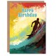 image 1 of Happy Birthday Surfing Surfer Colorful Wave Surf Birthday Card