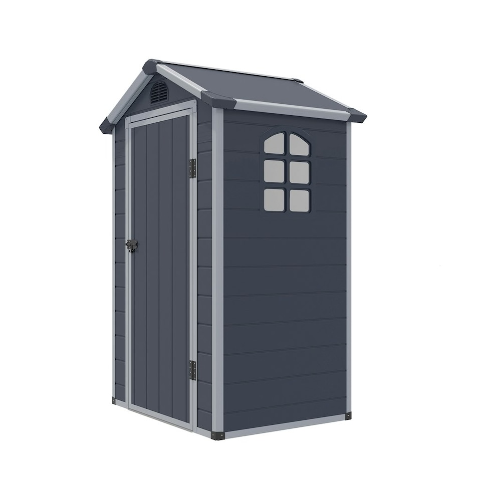 image 1 of 4 x 3 (1.34m x 1.04m) Single Door Apex Plastic Shed - Dark Grey