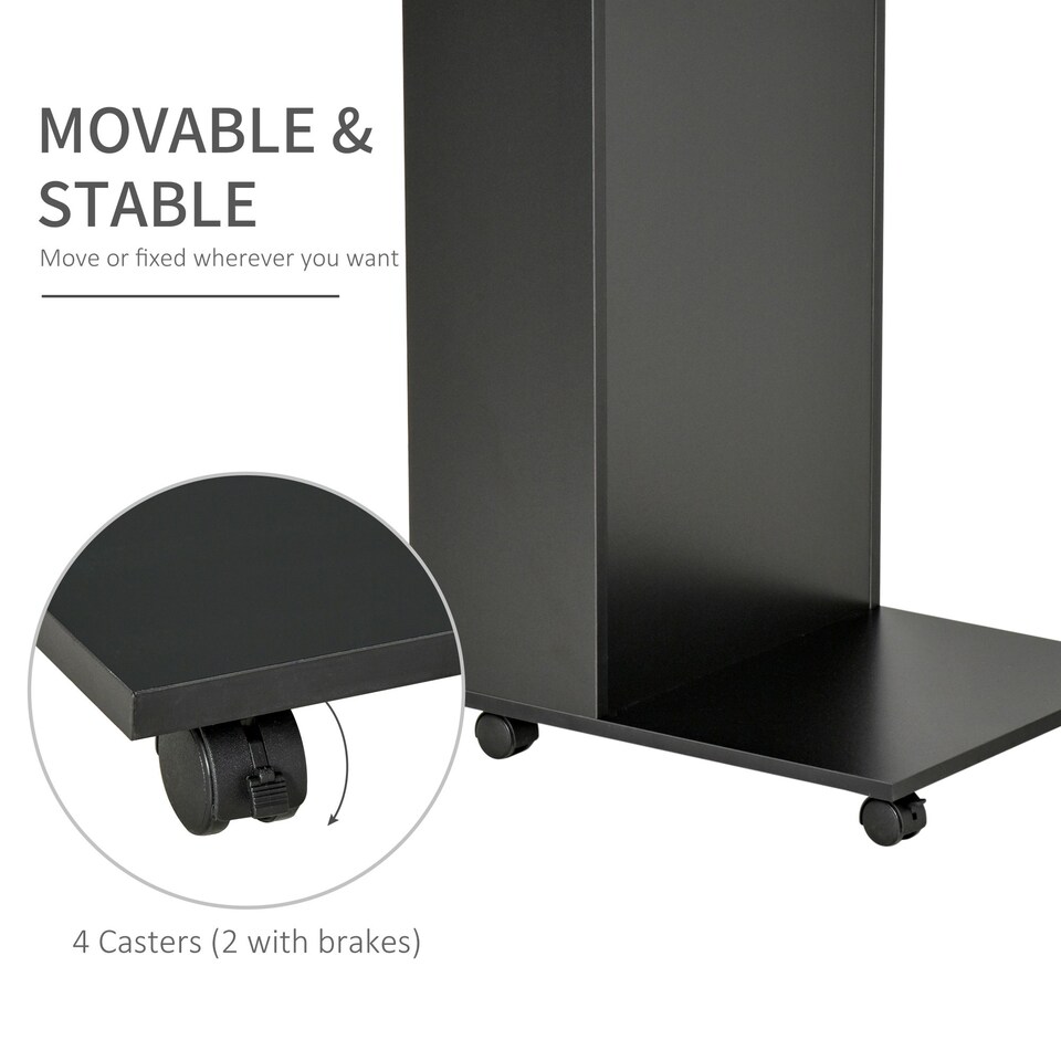 image 1 of HOMCOM Mobile Sofa Side Table for Laptop Coffee w/ Storage and Casters, Black
