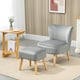 image 2 of HOMCOM Velvet-Feel Accent Chair w/ Ottoman Tub Seat Padding Wood Legs Light Grey