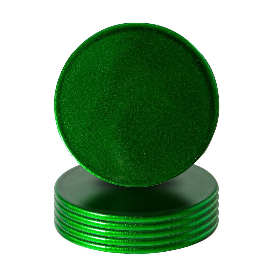 image 1 of Argon Tableware Metallic Coasters - 10cm - Green - Pack of 6