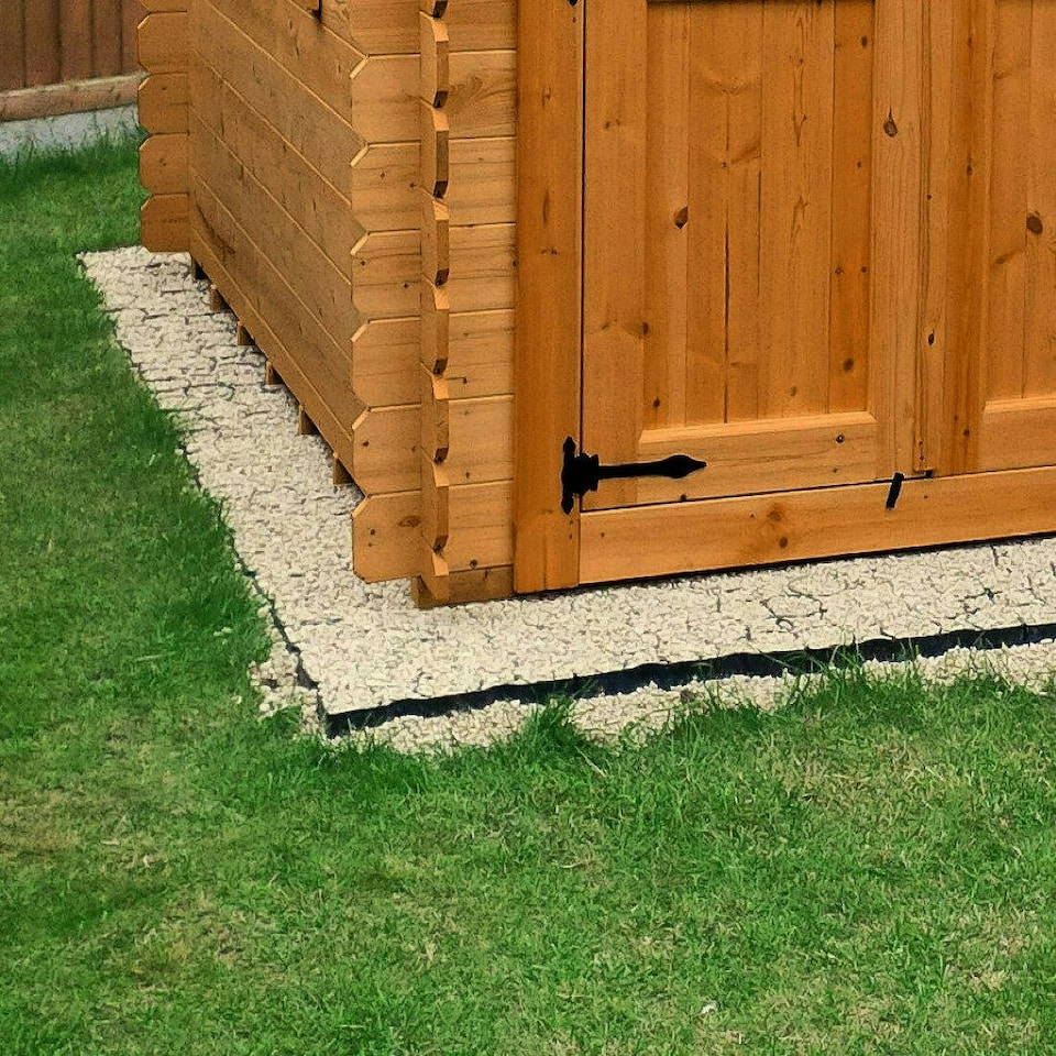 image 1 of True Products TruePave 6ft x 4ft Shed Base Kit 24 Interlocking Plastic Grids With Weed Fabric Black