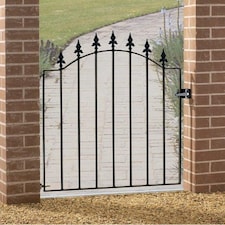 Saxon-Warwick Spear Low Bow Top Single Gate - Solid Steel - Fits Gap of 955 mm x 1076 mm High - Electro Galv./Black Powder Coated | Black | 1