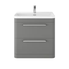 Balterley Floor Standing 2 Drawer Vanity Unit with Ceramic Basin | Grey | Cool Grey | 862 x 607 x 460mm