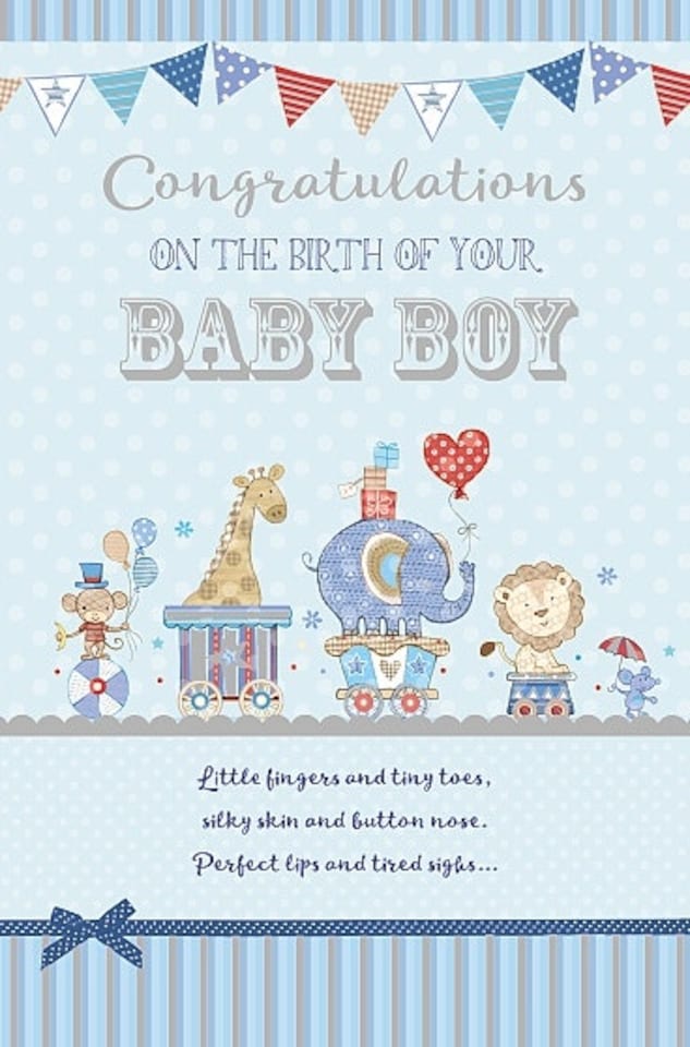 image 1 of Birth Of Boy Card Congratulation New Born Baby