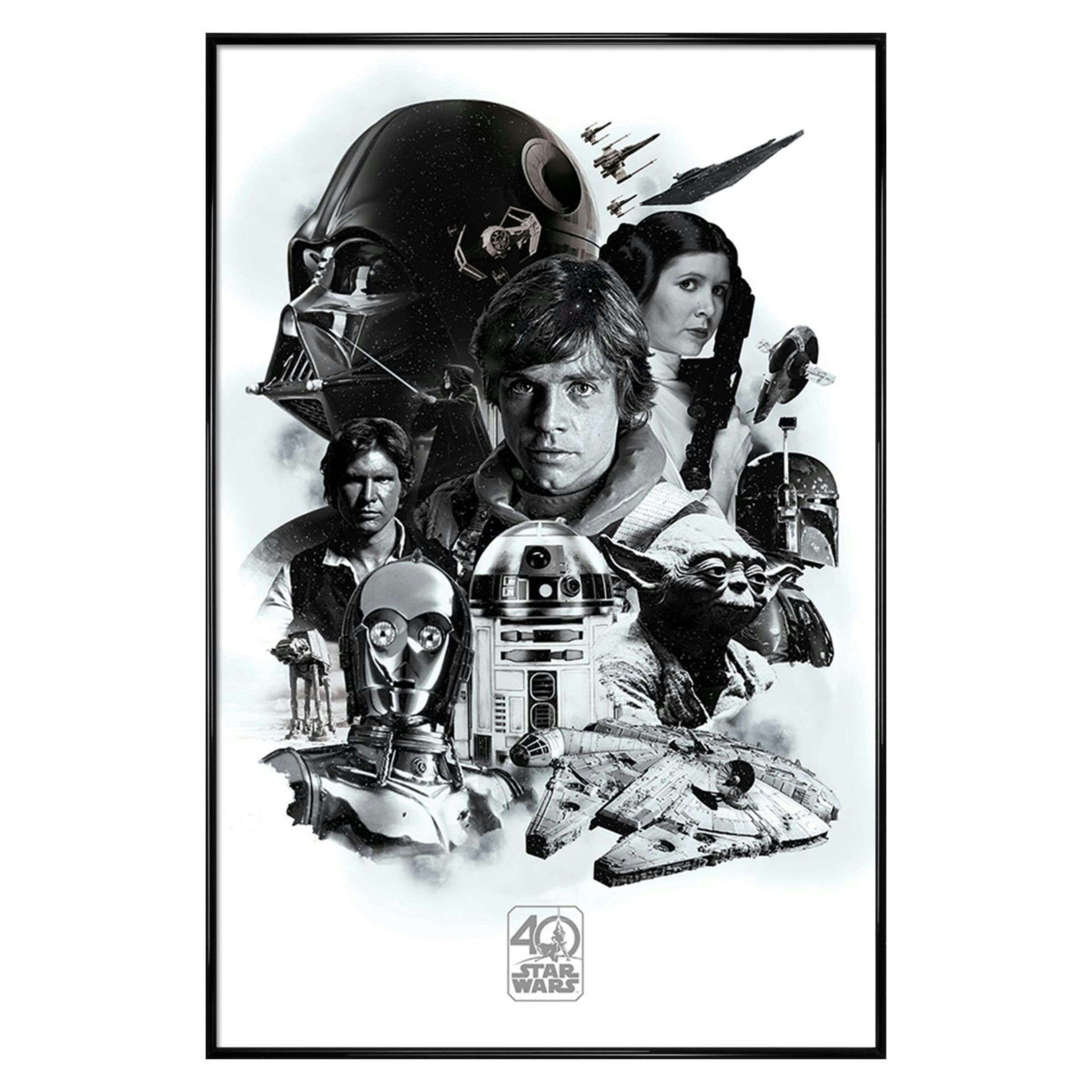 Gloss Black Framed Star Wars 40th Anniversary Montage Maxi Poster Multi