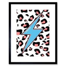 Leopard Coral Blue Strong Reverse Black 9x7" Black Framed Wall Art Print