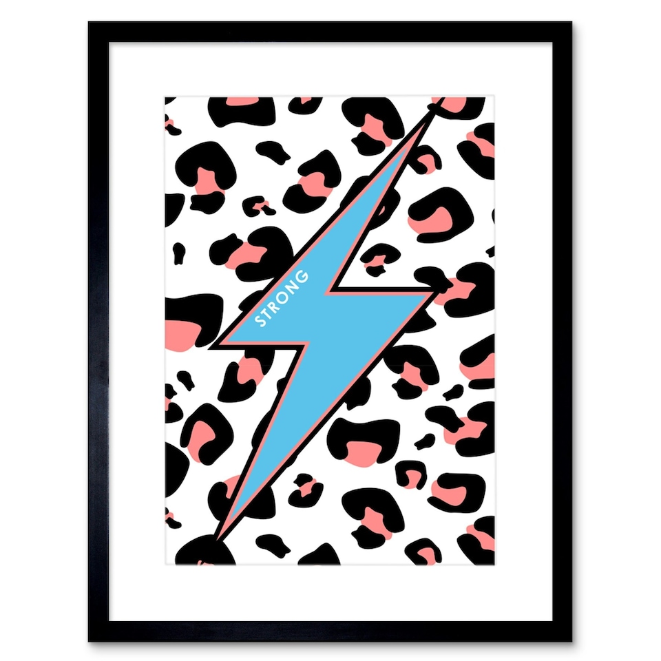 image 1 of Leopard Coral Blue Strong Reverse Black 9x7" Black Framed Wall Art Print