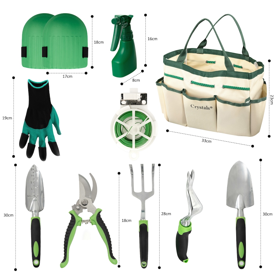 image 1 of 11pc Heavy Duty Stainless Steel Garden Tool Set with Tote Bag Durable Hand Tools
