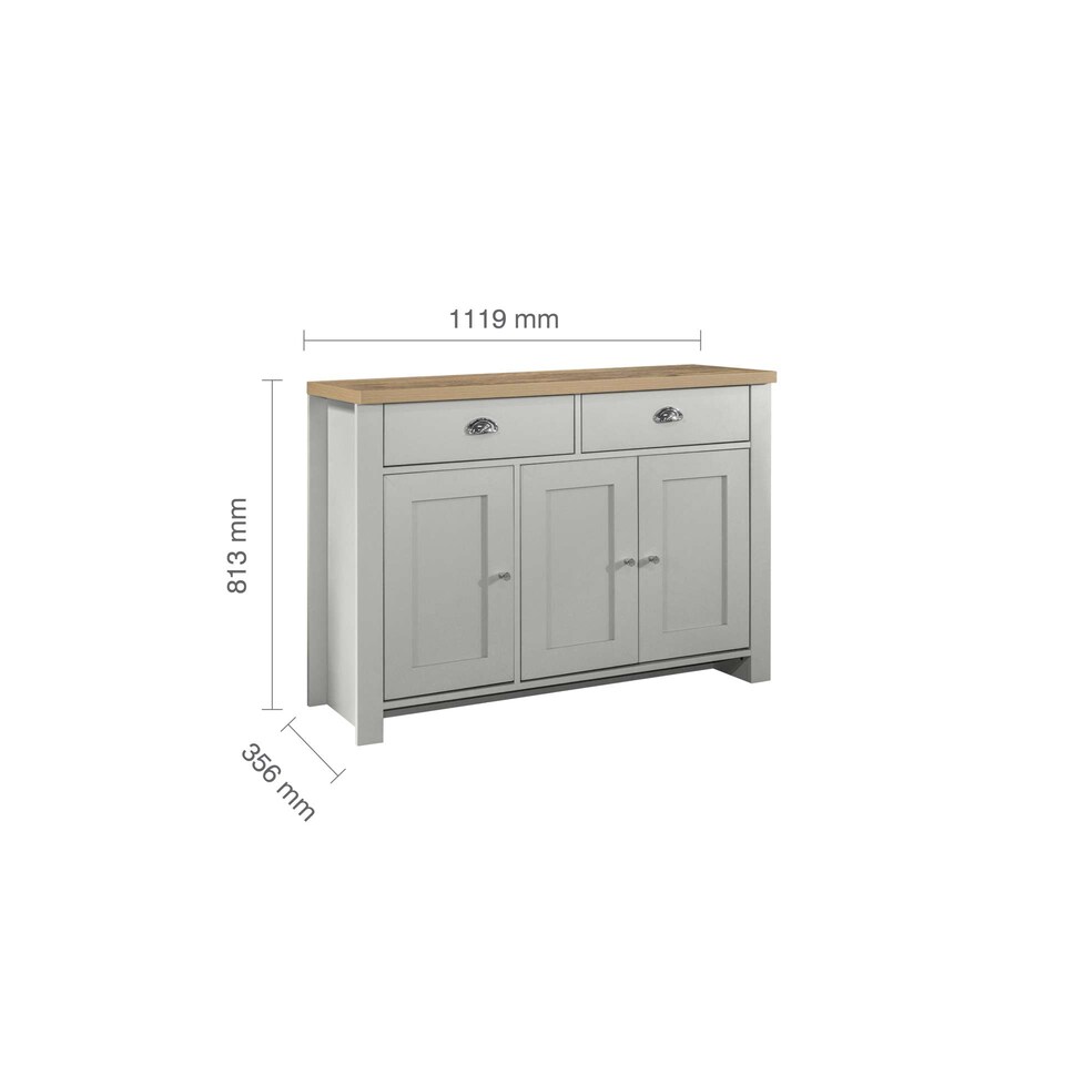 image 1 of Highgate 3 Door 2 Drawer Sideboard Grey