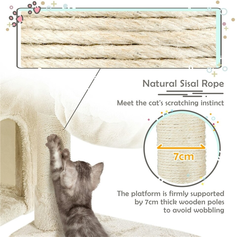 image 1 of Yaheetech 4-Level Cat Tree Condo with Perch Beige