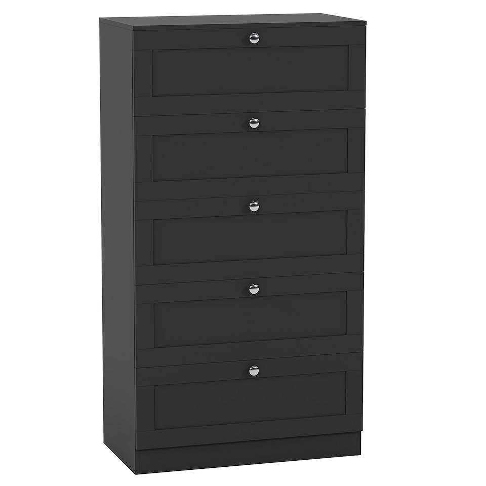 image 1 of Vida Designs Altino 3 Piece Bedroom Set (2 Drawer Bedside, 5 Drawer Chest, 2 Door 2 Drawer Wardrobe), Black