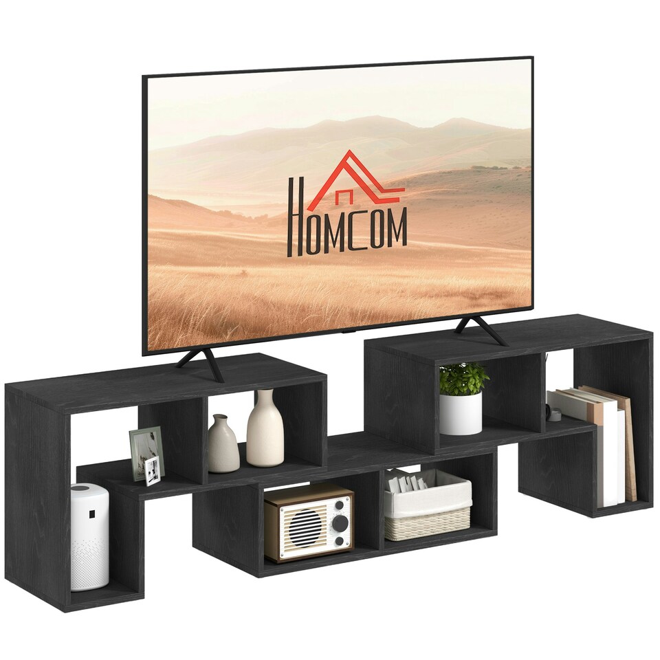 image 1 of HOMCOM TV Unit for TVs up to 75 Inches, Free Combination TV Stand, Black