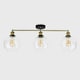 image 3 of ValueLights Retro 3 Way Black And Gold Steampunk Ceiling Light Fitting With Glass Shades