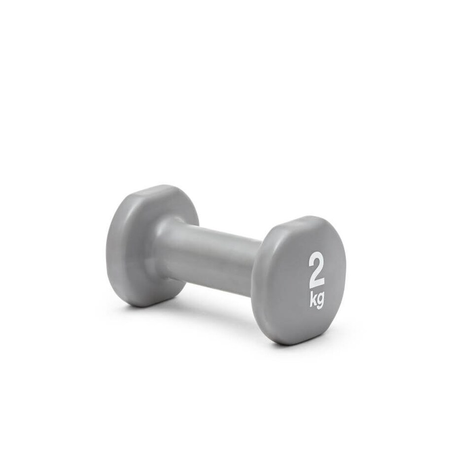 image 1 of Reebok 2kg Dumbbell Pair, Vinyl-Coated Cast Iron, Anti-Roll, Grey | Multi | Grey | 4.2KILOGRAMS