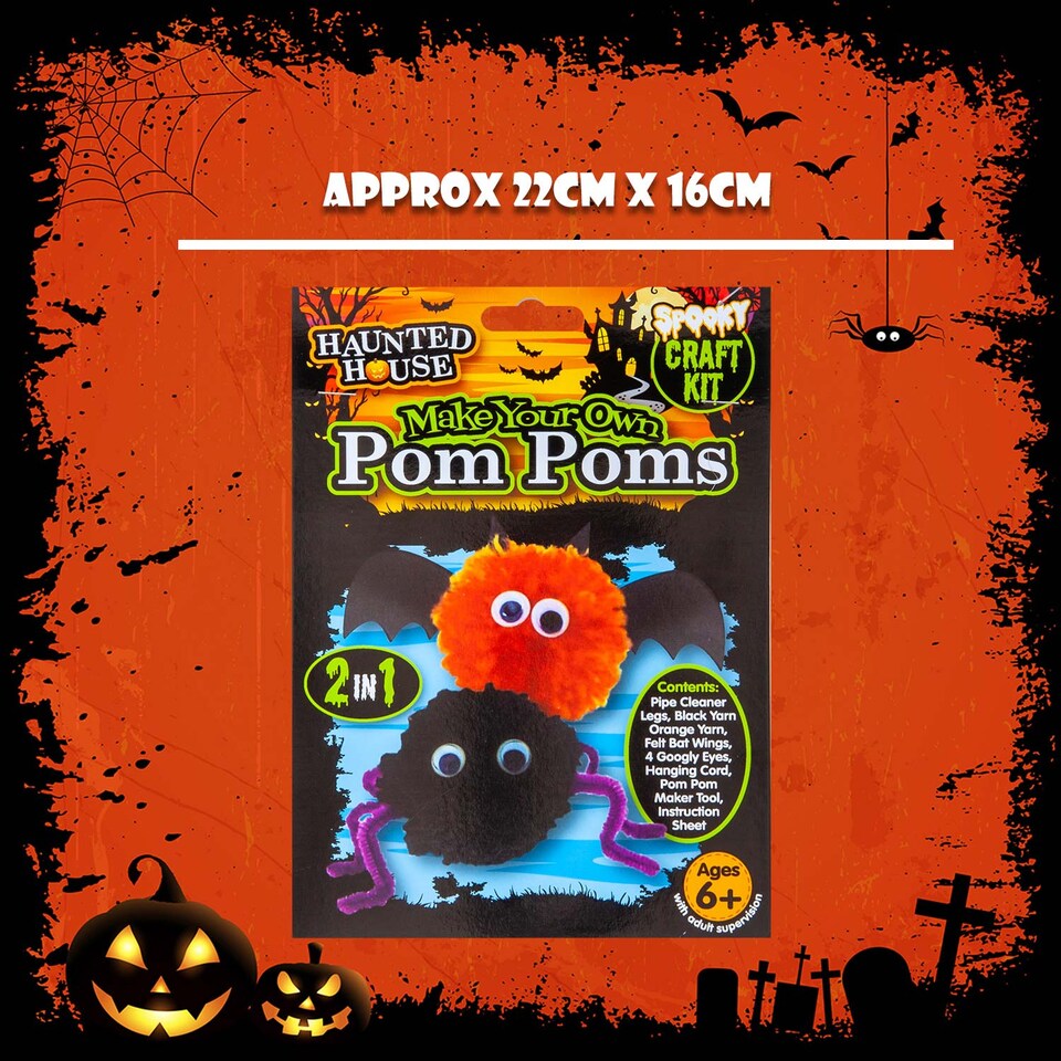image 1 of vfm-estore Halloween Pom Pom Craft Kit - Multicolour, 22 x 16 cm