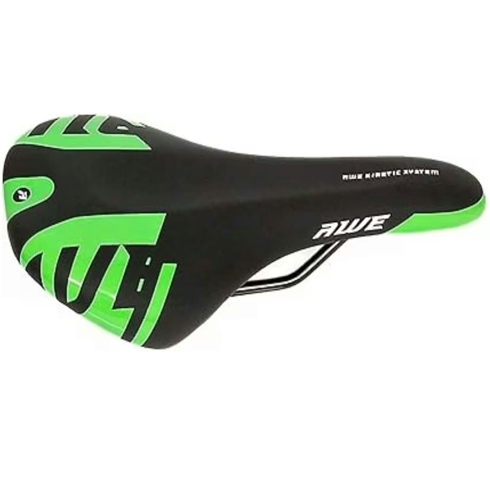 image 1 of AWE Adult Unisex MTB/Race Bike Green/Black Gel Saddle With Steel Rails