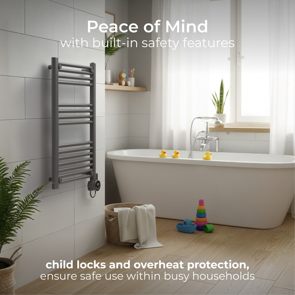 image 1 of Masterplug SmartEnergy Heated Towel Rail Radiator, Wi-Fi, 500W, Grey