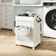 image 3 of COSTWAY Collapsible Laundry Basket 75 L Plastic Storage Bin with Handles-White