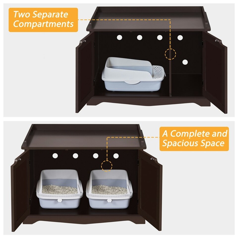 image 1 of Yaheetech Pet Litter Box with Spacious Storage Space N/A | Espresso | One Size