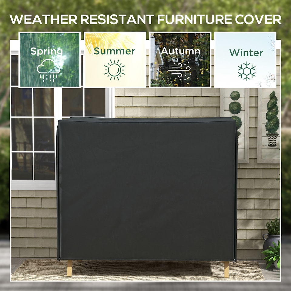 image 1 of Outsunny 3 Seater Garden Swing Cover, Windproof and Anti-UV | Black | Black | 220L x 125W x 172Hcm