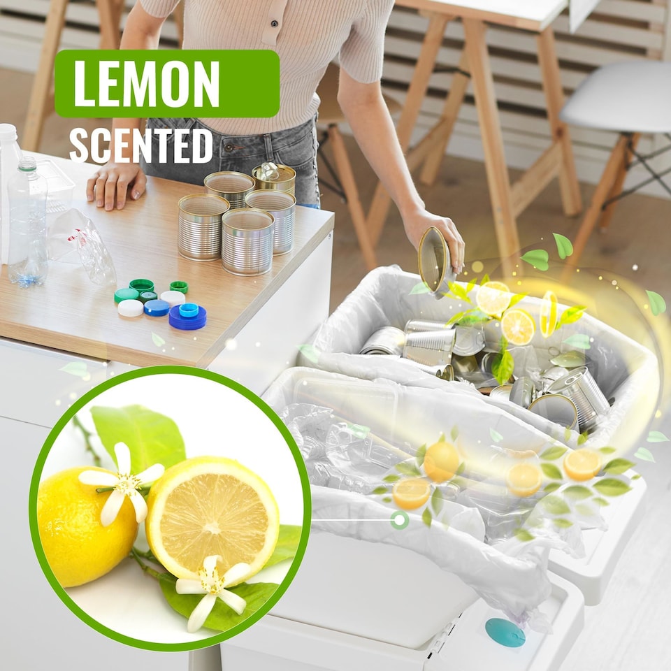 image 1 of Ecobag Extra Strong Lemon Scented Kitchen Drawstring Bin Liners Tear Resistant