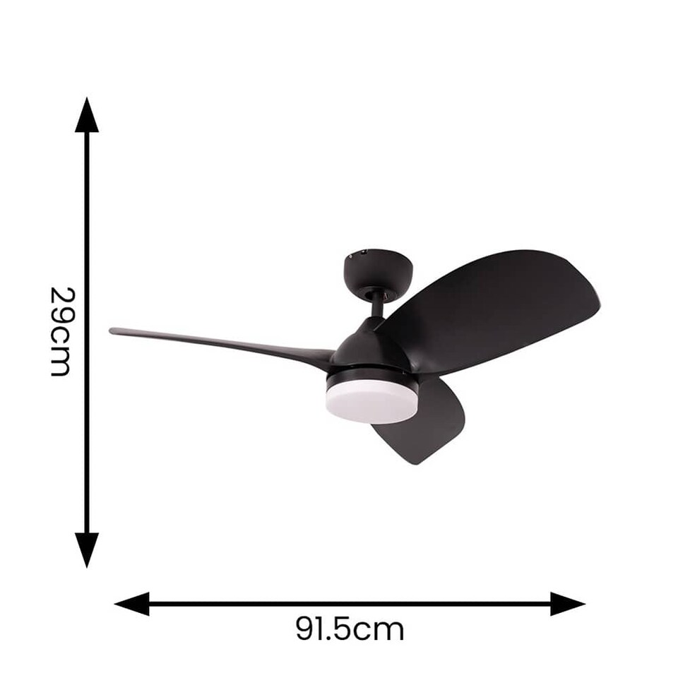 image 1 of ValueLights Black 36 Inch Ceiling Fan Integrated LED & Remote