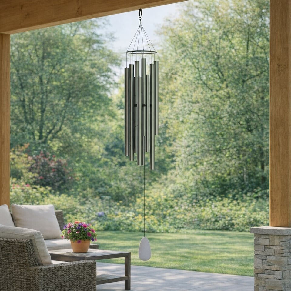 image 1 of Woodstock Extra Large Bells of Paradise Wind Chime - Silver