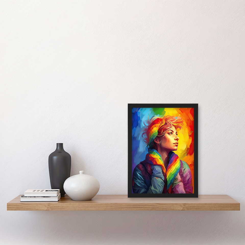 image 1 of Pride Lgbtqia Rainbow Inclusive Contemporary Black Framed Wall Art Print A4