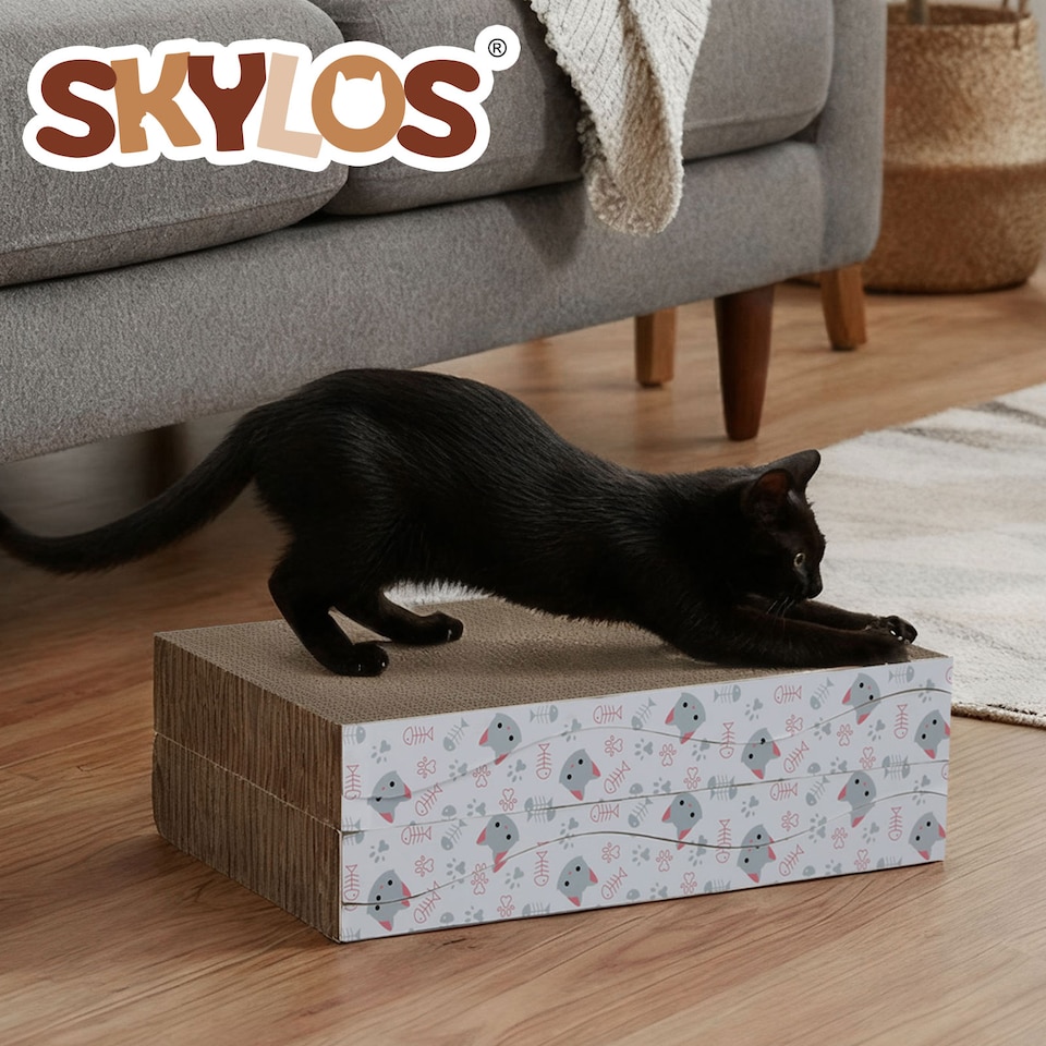 image 1 of Skylos 4PCS Cardboard Scratcher Scratching Lounge Pad Cat Scratching Board