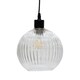 image 3 of Set of 2 Betchley - Clear Ribbed Glass Globe with Black Pendant Fittings | Clear | Clear | 2