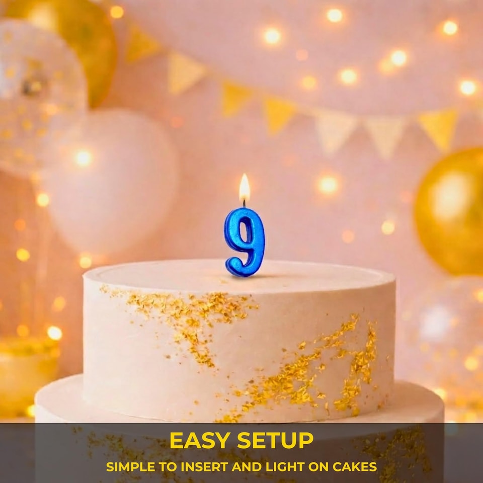 image 1 of Blue 9 Number Candle  Birthday Anniversary Party Cake Decorations Topper | Blue