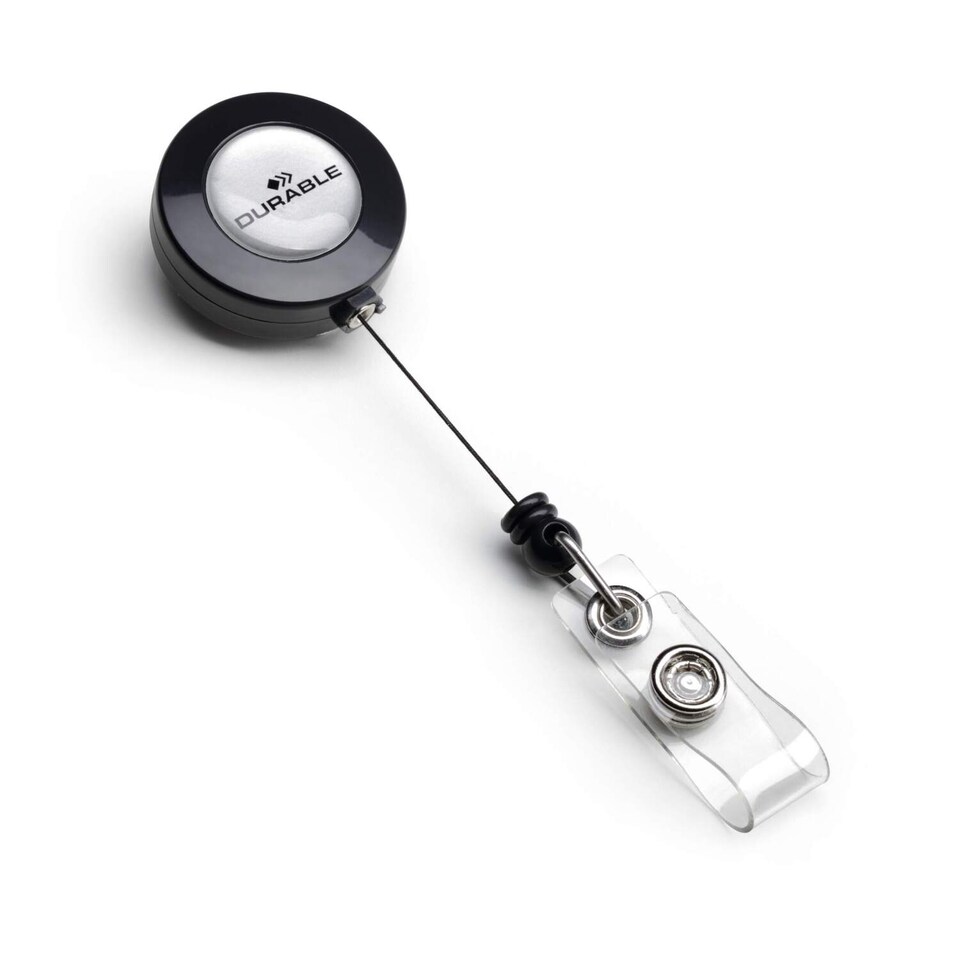 image 1 of Durable Secure Retractable Clip Badge Reel for ID Cards & Keys | 10 Pack | Black
