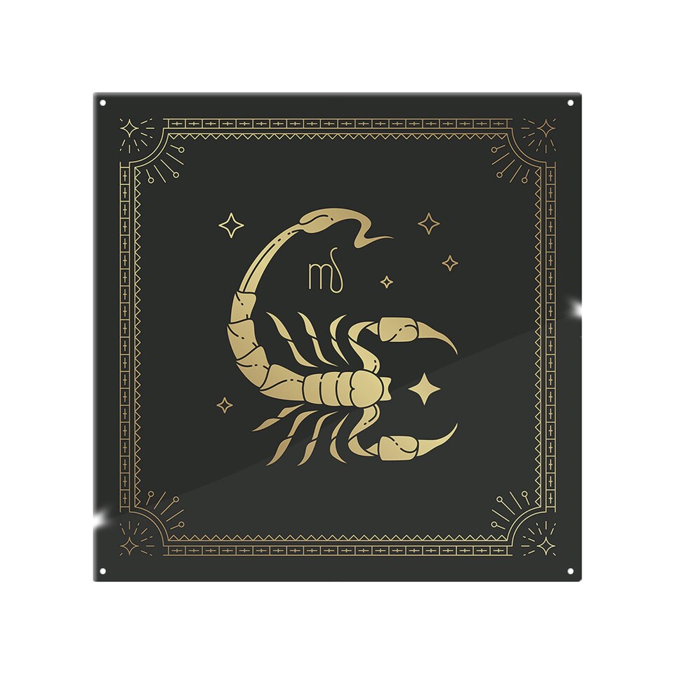 image 1 of Zodiac Scorpio Horoscope In Black & Gold Dining Splash Back | White
