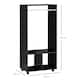 image 5 of HOMCOM Open Wardrobe on Wheels, Bedroom Wardrobe with Clothes Hanging Rail, 2 Storage Shelves, Mobile Garment Rack for Cloakroom, Hallway, Black
