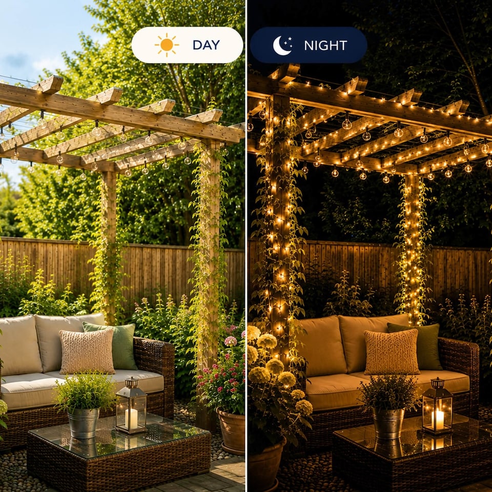 image 1 of Coopers Of Stortford Solar String Lights 200 LED 21.9m 8 Light Effects