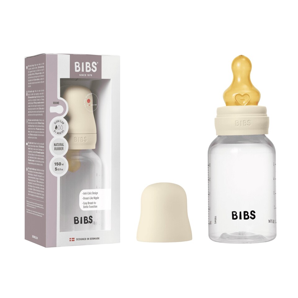 image 1 of BIBS BPA-Free PP 150ml Baby Bottle Latex 1 Pack Slow Flow Ivory | Cream
