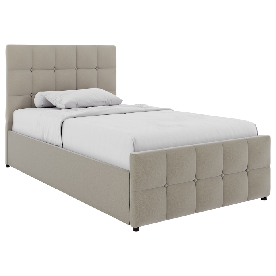 image 1 of Vida Designs Valentina Single Ottoman Lift Up Storage Bed Frame, Beige
