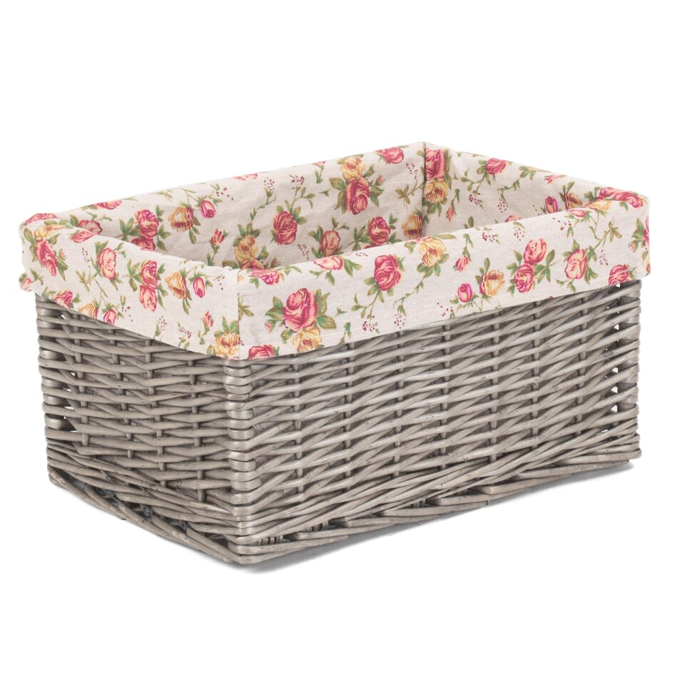 image 1 of Wicker Medium Antique Wash Garden Rose Willow Storage Baskets | Multi | Garden Rose
