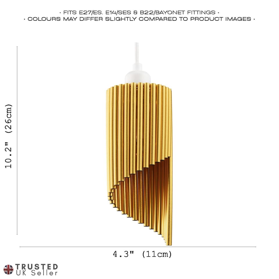 image 1 of Modern Designer Satin Gold Tubular Bells Styled Ceiling Pendant Light Shade | Gold | Gold | 1